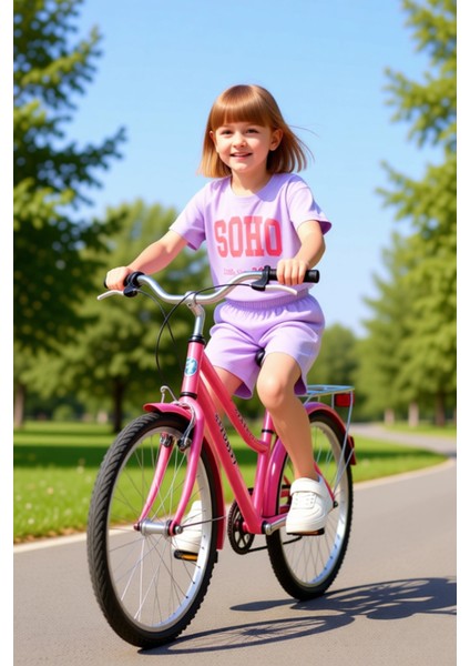 Kız Çocuk Pamuklu Slogan Detaylı Günlük Kısa Kollu Iki Parça Set Kaliteli Şık Rahat modelleri