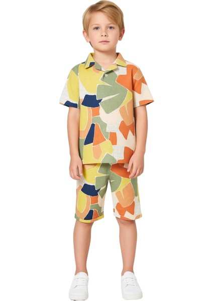 Erkek Çocuk Pamuklu Gömlek ve Şort Takımı Günlük Konfor ve Stil Kaliteli Şık Rahat