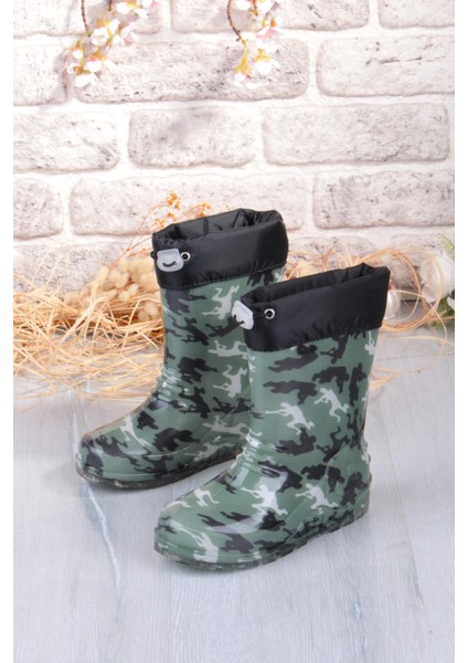 7061 Asker Figürlü Içi Peluşlu Su Geçirmez Erkek Çocuk Kar Yağmur Çizmesi fırsatları
