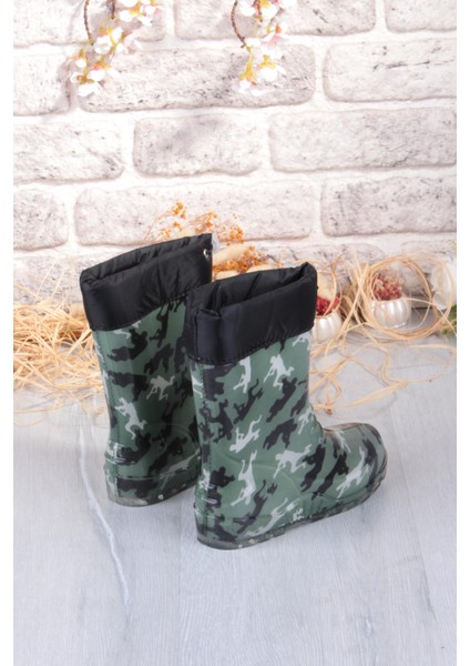 7061 Asker Figürlü Içi Peluşlu Su Geçirmez Erkek Çocuk Kar Yağmur Çizmesi indirimleri