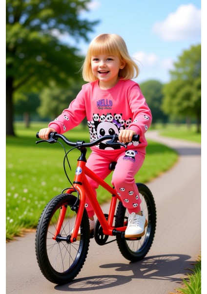 Kız Çocukları Için Panda Temalı Konforlu Örme Eşofman Takımı Kaliteli Şık Rahat modelleri