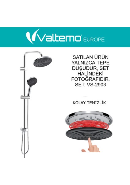 | Valtemo Patentli Kireç Kırıcılı, Önleyicili Yağmurlama Tepe Duş Başlığı - Krom & Siyah fırsatları