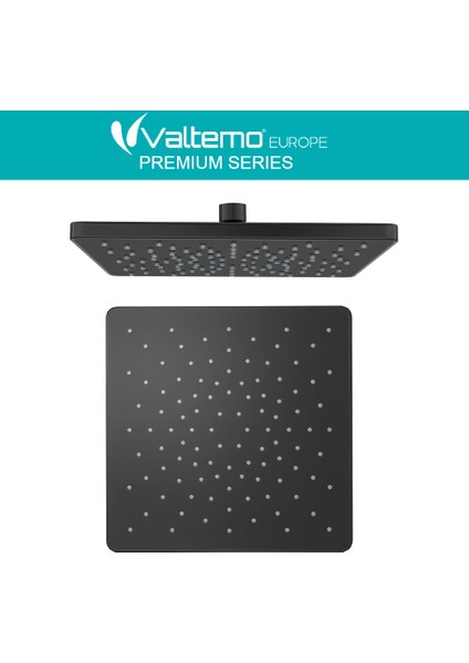 | Valtemo Mat Siyah Kare Yağmurlama Tepe Duş Başlığı