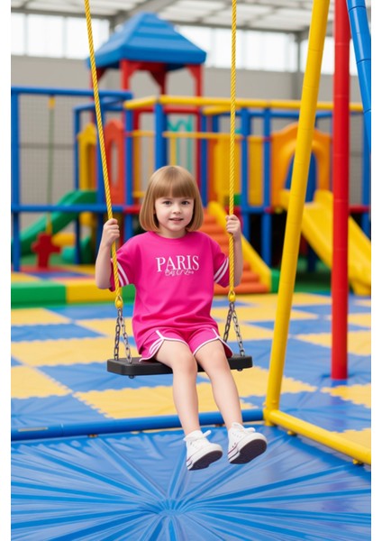 Kız Çocuk Pamuklu Slogan Baskılı Tişört ve Şort Iki Parça Yazlık Takım Kaliteli Şık Rahat fiyatları