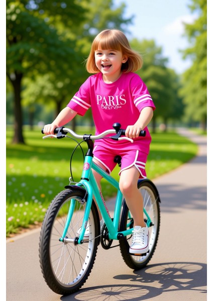 Kız Çocuk Pamuklu Slogan Baskılı Tişört ve Şort Iki Parça Yazlık Takım Kaliteli Şık Rahat modelleri