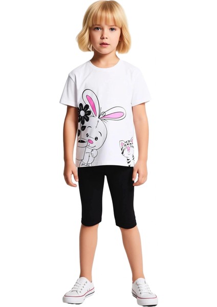 Kız Çocuk Pamuklu Örme Takım Oversize T Shirt ve Esnek Tayt ile Enerjik Günler Kaliteli Şık