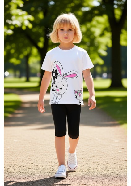 Kız Çocuk Pamuklu Örme Takım Oversize T Shirt ve Esnek Tayt ile Enerjik Günler Kaliteli Şık fırsatları