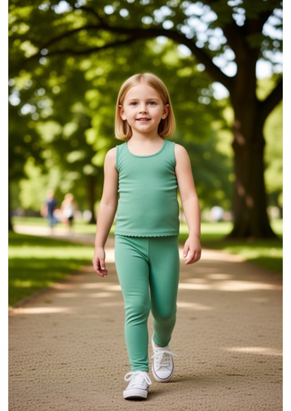 Kız Çocuk Rahat Fitilli Atlet ve Tayt Ikili Takım Kaliteli Şık Rahat Günlük fırsatları