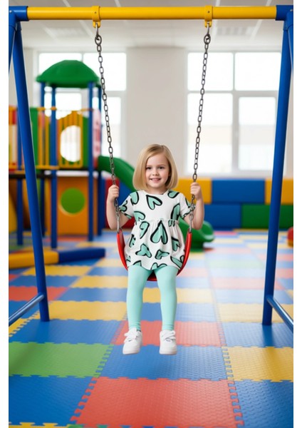 Kız Çocuk Kalp Baskılı Pamuklu Örme Üst ve Esnek Tayt Ikili Set Kaliteli Şık Rahat fiyatları