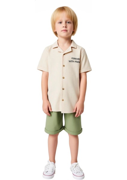 Genç Erkek Pamuklu Gömlek ve Şort Seti Günlük Şıklık ve Konfor Bir Arada Kaliteli Şık Rahat