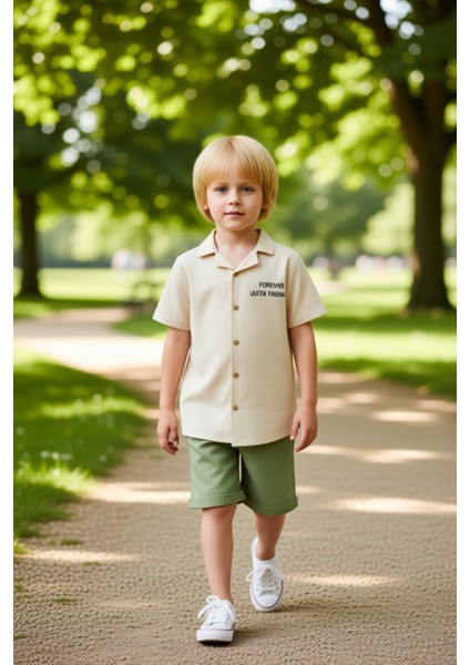 Genç Erkek Pamuklu Gömlek ve Şort Seti Günlük Şıklık ve Konfor Bir Arada Kaliteli Şık Rahat fırsatları