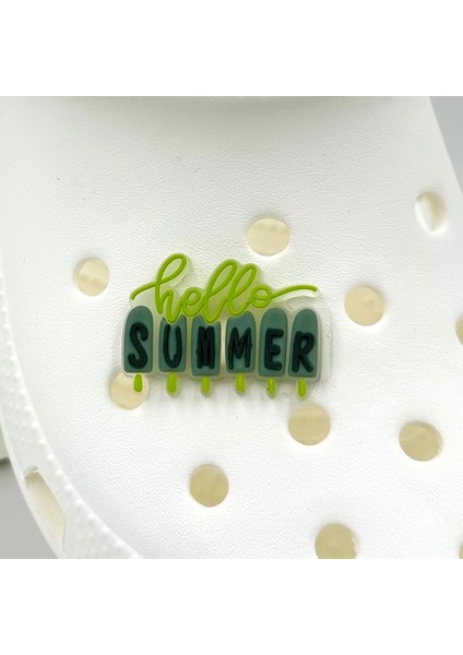 Terlik Süsü ve Aksesuarı , Çanta Süsü – Jibbitz 3D Hello Summer Logo Aksesuar