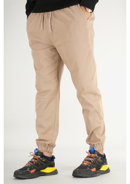 Erkek Vizon Jogger Pantolon Rahat Kesim Pamuklu Lastikli Paça Ipli modelleri