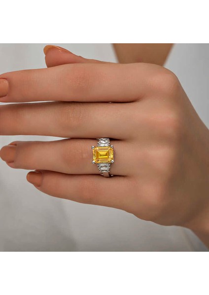 Gümüş Sarı Baget Taşlı Bayan Yüzük - 13 modelleri