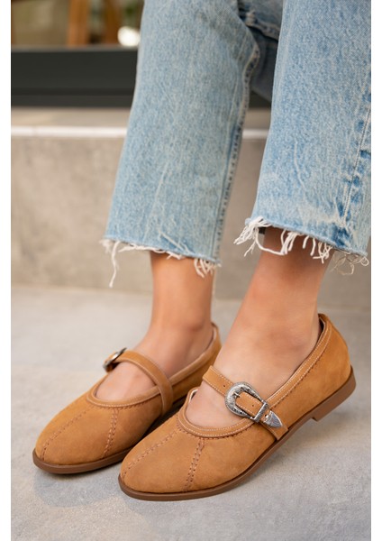 Opsis Taba Süet Düz Taban Kemer Detaylı Babet fiyatları