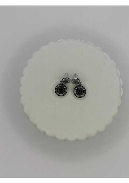 Ortası Çiçekli ve Küçük Taşlı Sallantılı Silver Küpe fiyatları