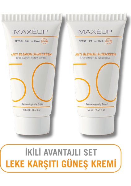 Su Bazlı Onarıcı Nemlendirici Güneş Koruyucu Leke Karşıtı Yüz Güneş Kremi SPF50+ | 50 ML x2 |