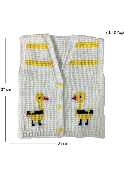 2517 El Örgüsü Ördek Desenli Örgü Yelek / 1 - 3 Yaş fiyatları