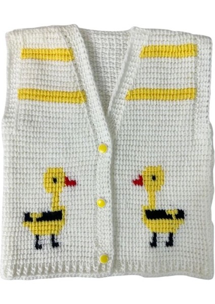2517 El Örgüsü Ördek Desenli Örgü Yelek / 1 - 3 Yaş modelleri