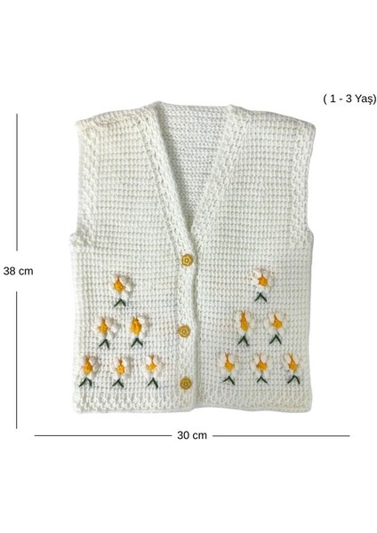 6224 El Örgüsü Papatya Desenli Kız Bebek Yeleği / 1 - 3 Yaş fiyatları