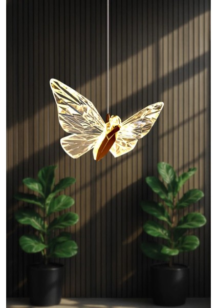 Kelebek Model Gold Kaplama 3 Renk Metal Salon Mutfak Oturma Yatak Odası Modern LED Sarkıt Avize