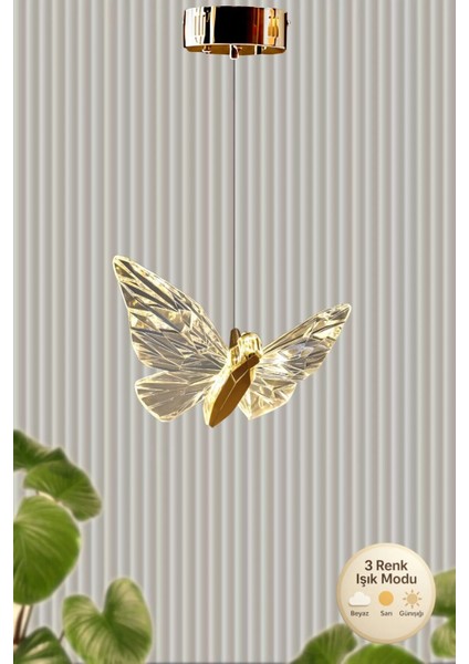 Kelebek Model Gold Kaplama 3 Renk Metal Salon Mutfak Oturma Yatak Odası Modern LED Sarkıt Avize fiyatları