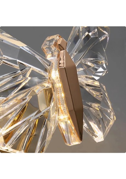 Kelebek Model Gold Kaplama 3 Renk Metal Salon Mutfak Oturma Yatak Odası Modern LED Sarkıt Avize fırsatları