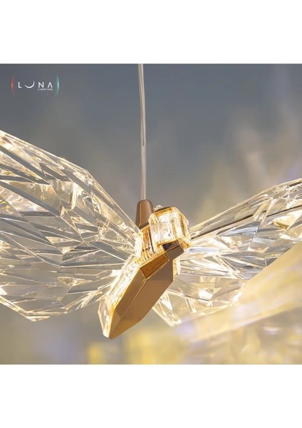 Kelebek Model Gold Kaplama 3 Renk Metal Salon Mutfak Oturma Yatak Odası Modern LED Sarkıt Avize indirimleri