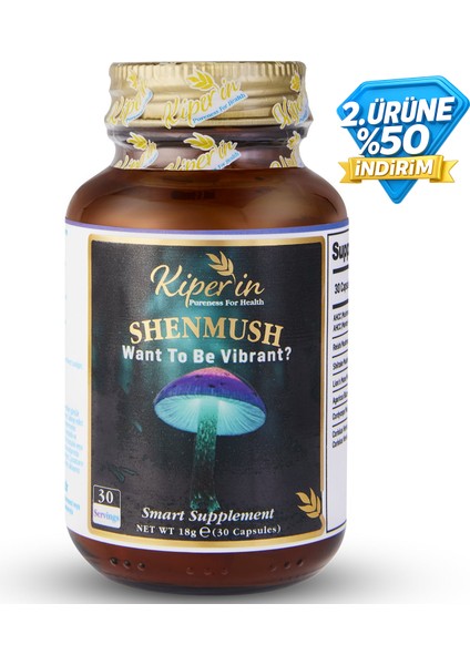 Shenmush | Mantar Karışımı | Ahcc, Reishi, Shiitake, Lions's Mane, Agaricus | 30 Kapsül