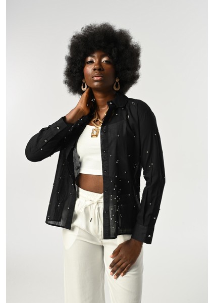 Kadın Taş Işlemeli Ince Gömlek modelleri