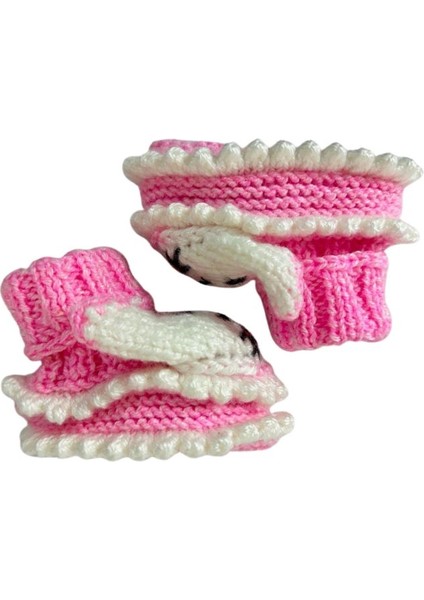 1206 El Örgüsü Tavşan Desenli Pembe Bebek Patik / 12 - 24 Ay modelleri