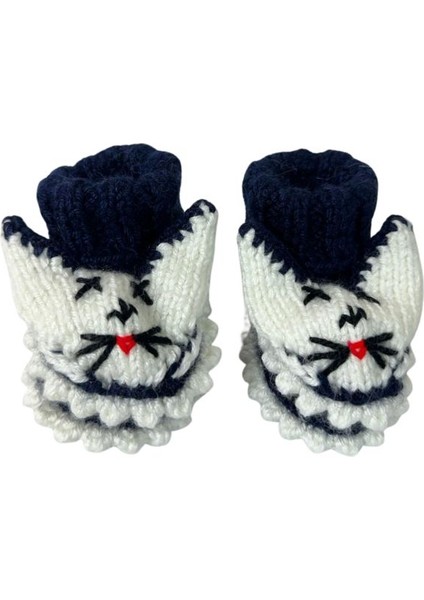 5479 El Örgüsü Tavşan Desenli Lacivert Bebek Patik / 12 - 24 Ay fiyatları