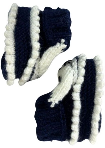 5479 El Örgüsü Tavşan Desenli Lacivert Bebek Patik / 12 - 24 Ay modelleri