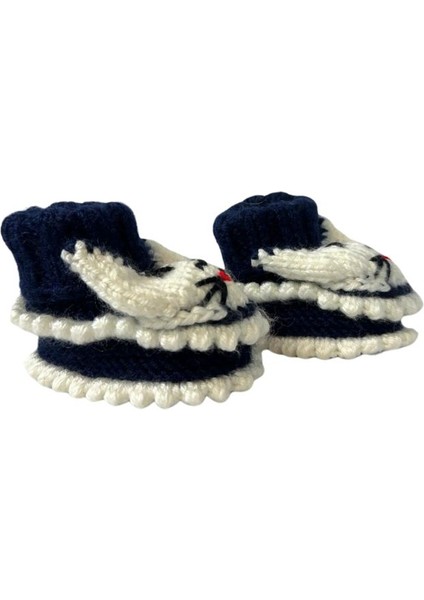 5479 El Örgüsü Tavşan Desenli Lacivert Bebek Patik / 12 - 24 Ay fırsatları