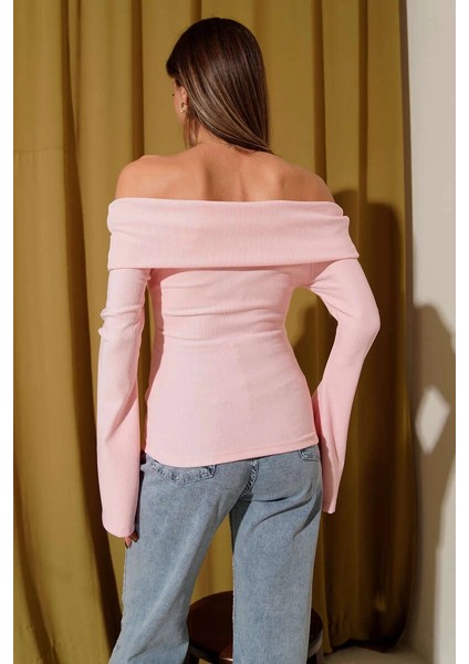 Omzu Açık Fermuarlı Bluz Pembe T4330 fiyatları