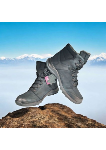 Oz.03 Erkek Hakiki Deri Rahat Kürklü Kaymaz Suya Dayanıklı Kışlık Bot