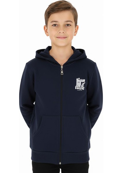 Erkek Çocuk Hırka 2 Iplik Şordonlu Baskılı Kapüşonlu