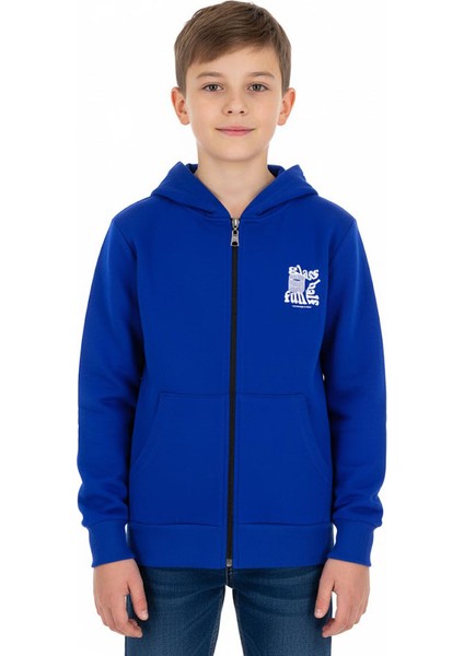 Erkek Çocuk Hırka 2 Iplik Şordonlu Baskılı Kapüşonlu