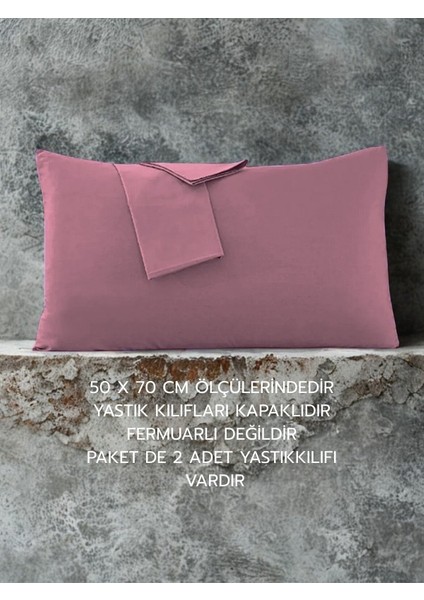 Pamuklu Düz Kumaştan Kapaklı Yastık Kılıfı 2 Adet