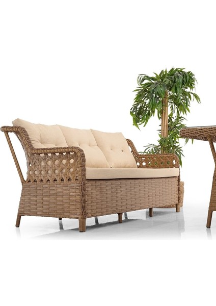 Rattan Alfa Bahçe Mobilyası 3+1+1+1+1+Camlı Masa fiyatları
