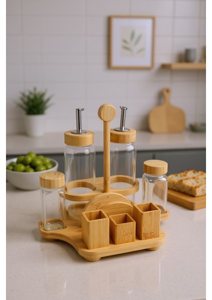 Mima Peçetelik ve Baharatlıklı 2'li Yağdanlık Seti Büyük