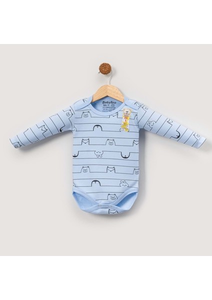 Babytoo 1-3 Yaş Bebek Uzun Kollu Çıtçıtlı Badi Çizgili HAYVAN-70830860 - Mavi