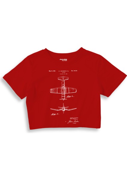 F4U Corsair Crop Tişört - Kırmızı