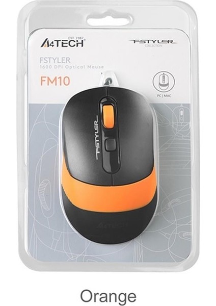 A4 Tech FM10 USB Fstyler Turuncu Optik 1600 Dpı Mouse