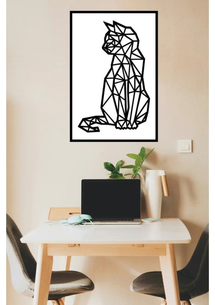Geometrik Kedi Dekoratif Mdf Tablo