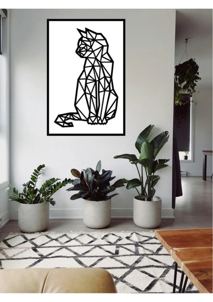 Geometrik Kedi Dekoratif Mdf Tablo modelleri
