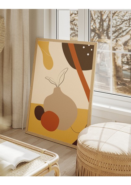 Minimalist Bitki ve Renk Vurguları Çerçeve Görünümlü 3'lü Mdf Poster modelleri