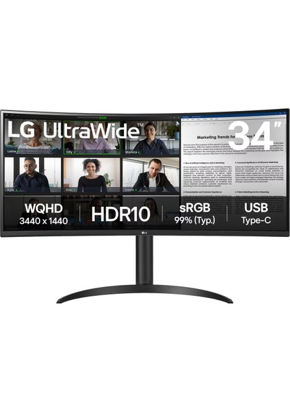 Ultrawide 34" 34WR55QK-B 5ms 100Hz USB Type-C Wqhd Kavisli (3440X1440) Ekran Monitör