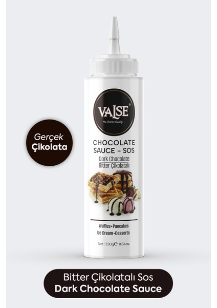 Gerçek Bitter Çikolatalı Sos (Glutensiz) 330 gr Waffle & Pankek & Meyve & Kek & Tatlı & Dondurma
