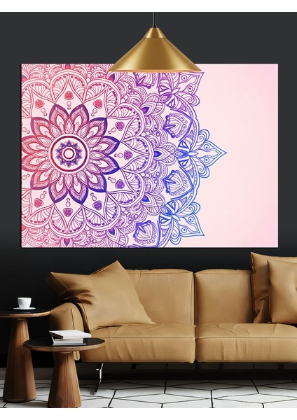 Mor Mandala Desenli Soyut Arka Plan Dekoratif Kanvas - Mdf Ahşap Tablo